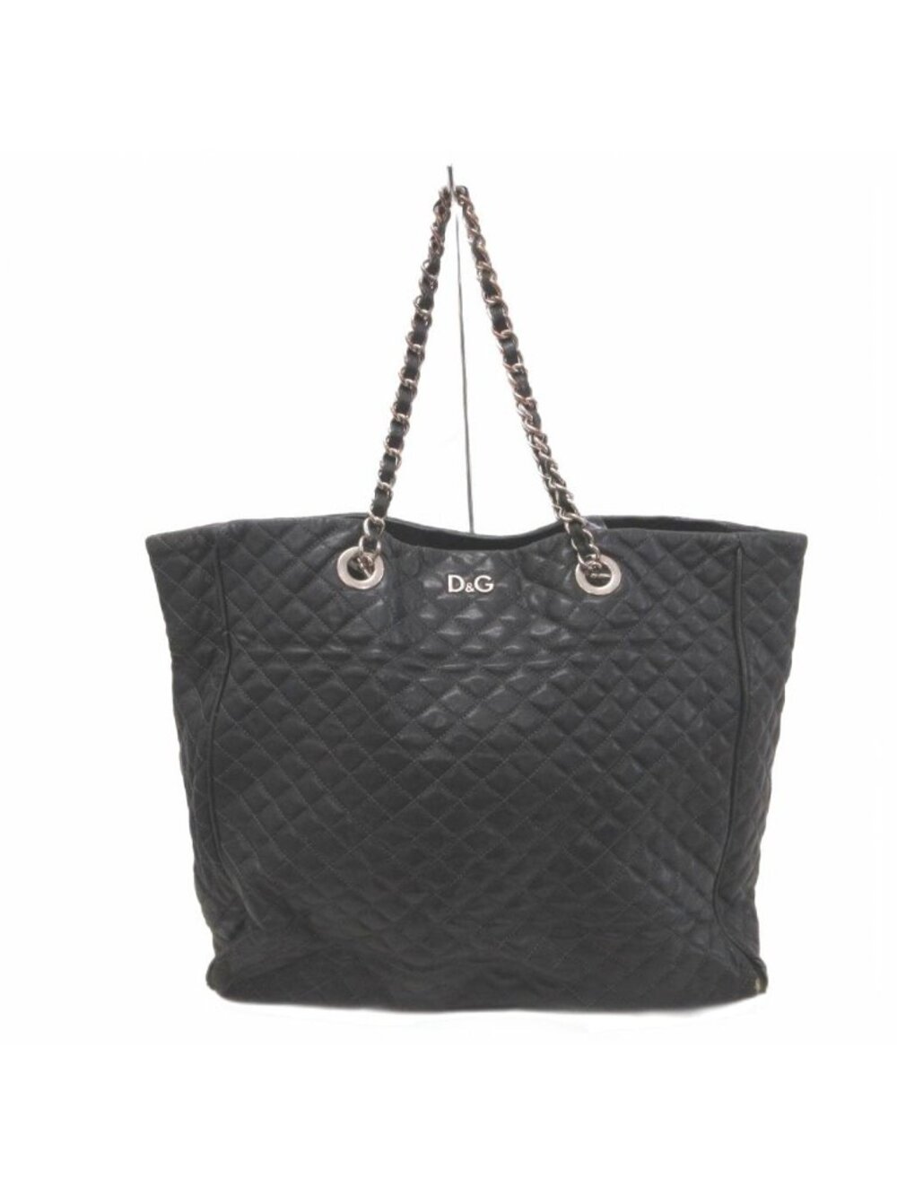 Dolce & Gabbana Tote Bag Shoulder Leather Quilted Chain Black